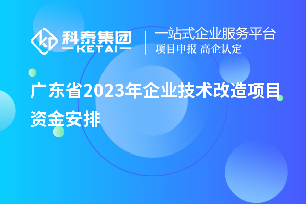 廣東省2023年企業(yè)技術改造項目資金安排