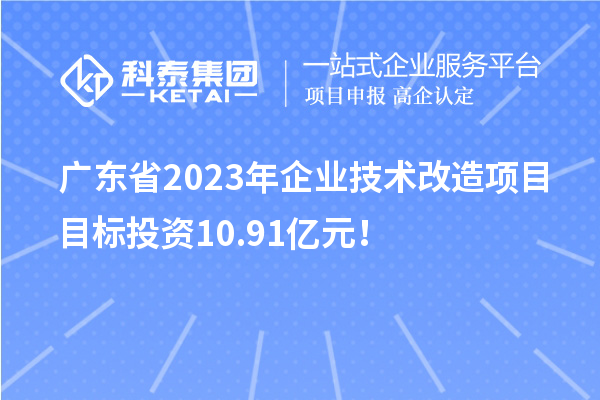 廣東省2023年企業(yè)技術改造項目目標投資10.91億元！