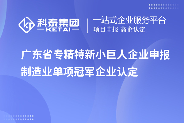 廣東省專精特新小巨人企業(yè)申報(bào)制造業(yè)單項(xiàng)冠軍企業(yè)認(rèn)定