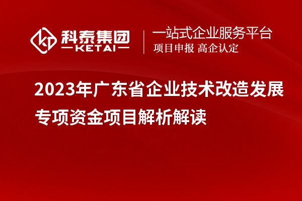 2023年廣東省企業(yè)技術(shù)改造發(fā)展專項資金項目解析解讀