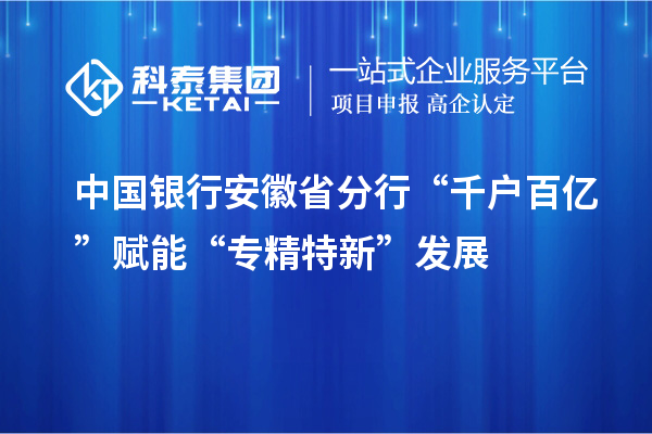 中國(guó)銀行安徽省分行“千戶百億”賦能“專精特新”發(fā)展