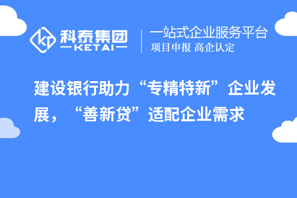 建設(shè)銀行助力“專精特新”企業(yè)發(fā)展，“善新貸”適配企業(yè)需求