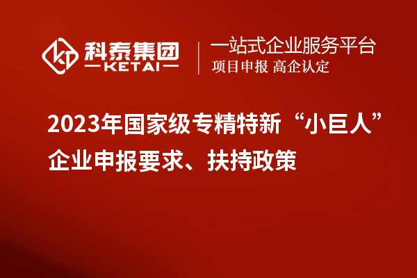 2023年國(guó)家級(jí)專精特新“小巨人”企業(yè)申報(bào)要求、扶持政策