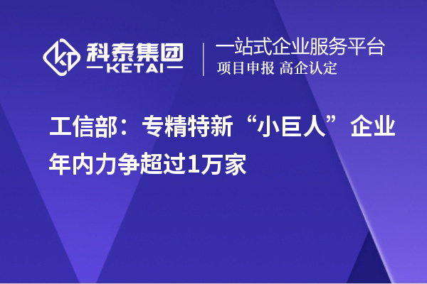 工信部：專精特新“小巨人”企業(yè)年內力爭超過1萬家