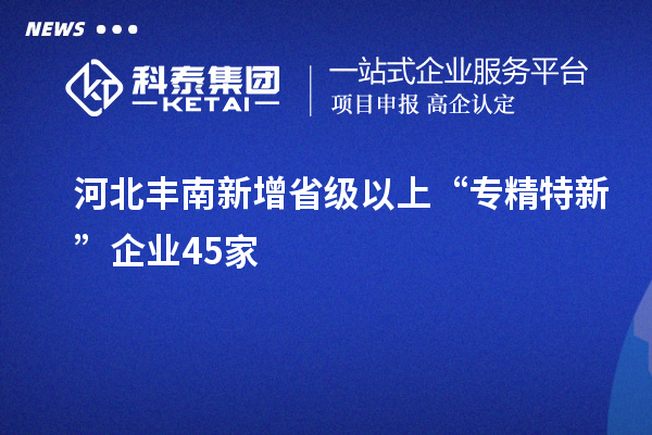 河北豐南新增省級(jí)以上“專精特新”企業(yè)45家