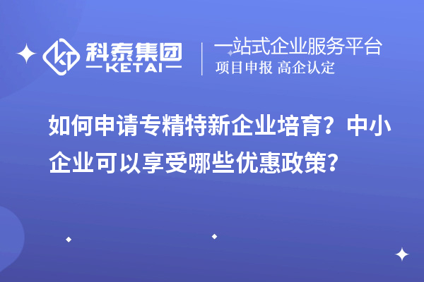 如何申請專精特新企業(yè)培育？中小企業(yè)可以享受哪些優(yōu)惠政策？