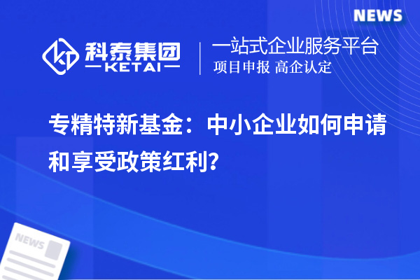 專精特新基金：中小企業(yè)如何申請(qǐng)和享受政策紅利？