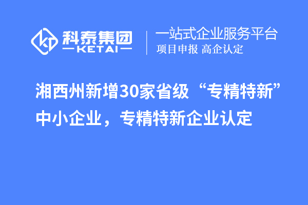 湘西州新增30家省級(jí) “專精特新”中小企業(yè),專精特新企業(yè)認(rèn)定