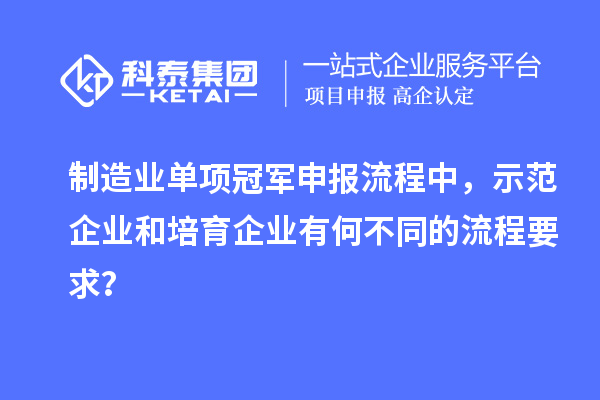 制造業(yè)單項(xiàng)冠軍申報(bào)流程中，示范企業(yè)和培育企業(yè)有何不同的流程要求？