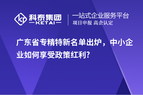 廣東省專精特新名單出爐，中小企業(yè)如何享受政策紅利?