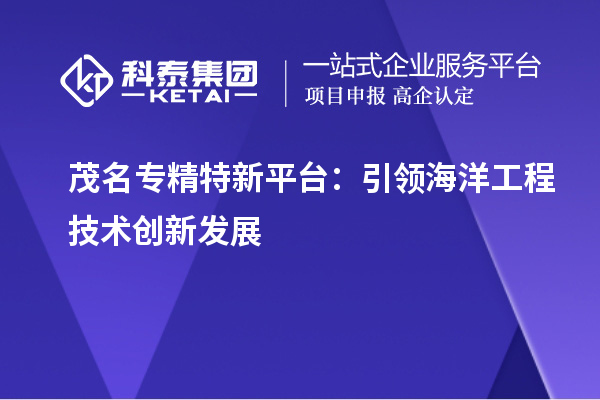 茂名專精特新平臺(tái):引領(lǐng)海洋工程技術(shù)創(chuàng)新發(fā)展