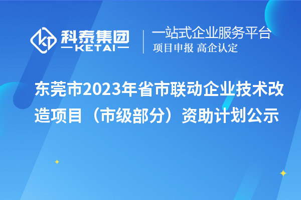 東莞市2023年省市聯(lián)動企業(yè)技術改造項目(市級部分)資助計劃公示