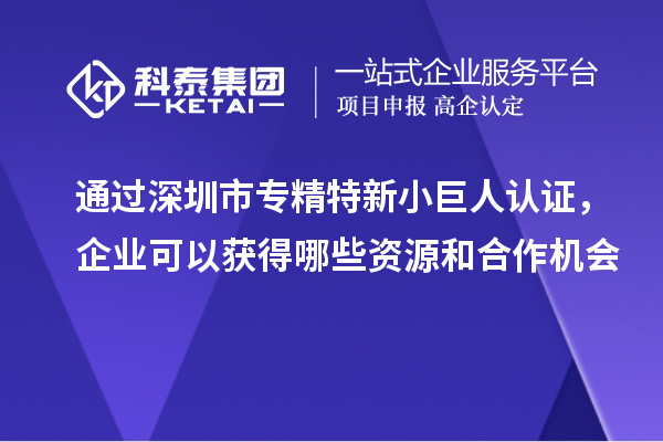 通過深圳市專精特新小巨人認證,企業(yè)可以獲得哪些資源和合作機會