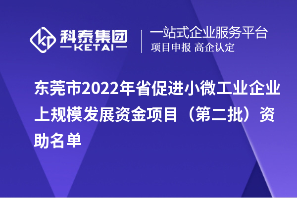 東莞市2022年省促進(jìn)小微工業(yè)企業(yè)上規(guī)模發(fā)展資金項(xiàng)目(第二批)資助名單