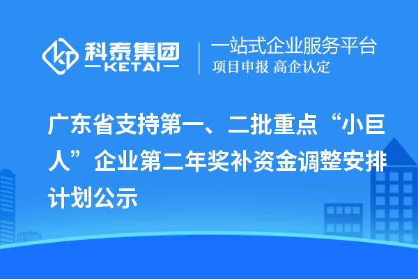 廣東省支持第一、二批重點(diǎn)“小巨人”企業(yè)第二年獎(jiǎng)補(bǔ)資金調(diào)整安排計(jì)劃公示