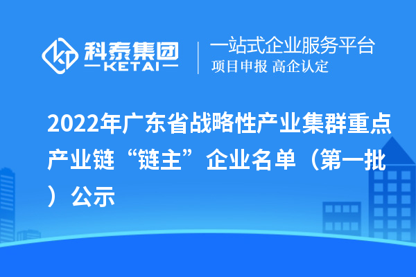 2022年廣東省戰(zhàn)略性產(chǎn)業(yè)集群重點(diǎn)產(chǎn)業(yè)鏈“鏈主”企業(yè)名單(第一批)公示