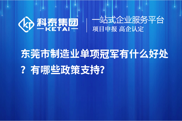 東莞市制造業(yè)單項冠軍有什么好處？有哪些政策支持？