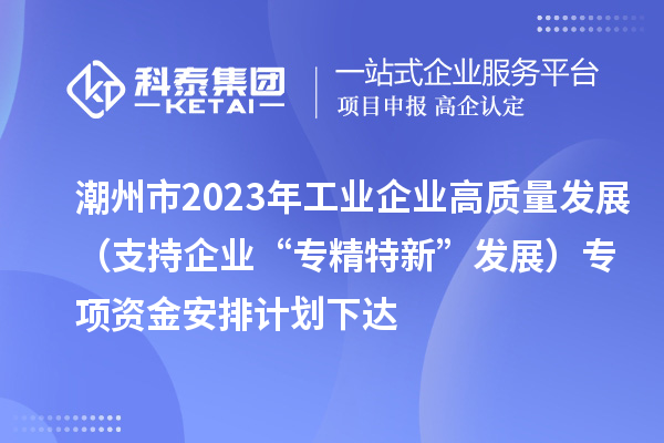 潮州市2023年工業(yè)企業(yè)高質(zhì)量發(fā)展(支持企業(yè)“專(zhuān)精特新”發(fā)展)專(zhuān)項(xiàng)資金安排計(jì)劃下達(dá)