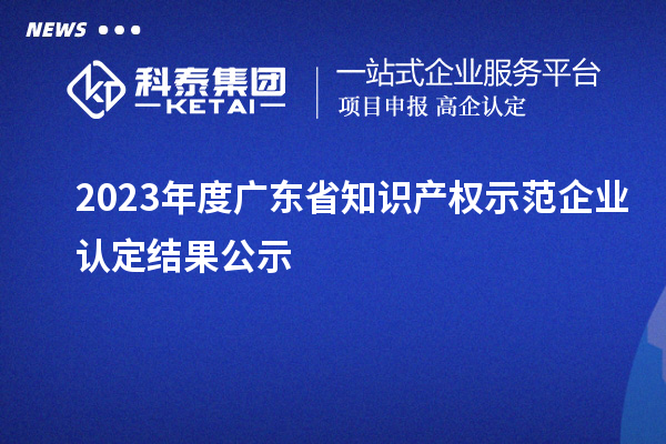 2023年度廣東省知識產權示范企業(yè)認定結果公示