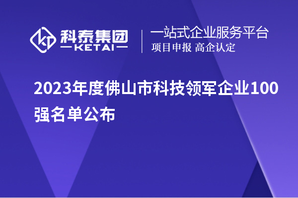 2023年度佛山市科技領(lǐng)軍企業(yè)100強名單公布