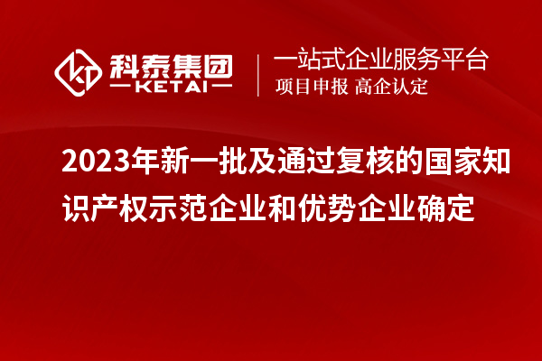 2023年新一批及通過復核的國家知識產權示范企業(yè)和優(yōu)勢企業(yè)確定