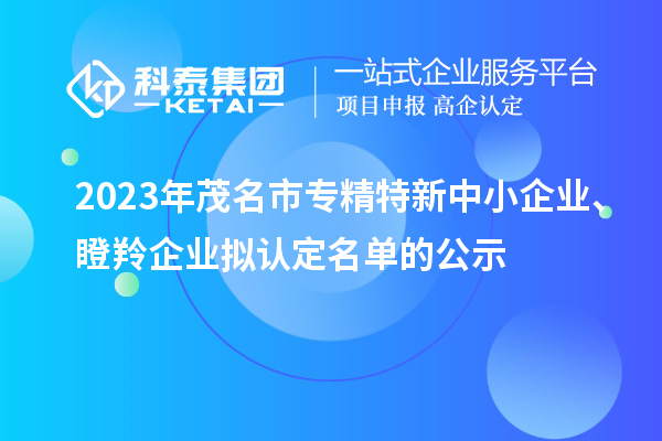 2023年茂名市專精特新中小企業(yè)、瞪羚企業(yè)擬認(rèn)定名單的公示
