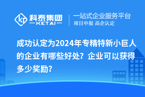 成功認(rèn)定為2024年專精特新小巨人的企業(yè)有哪些好處？企業(yè)可以獲得多少獎勵？