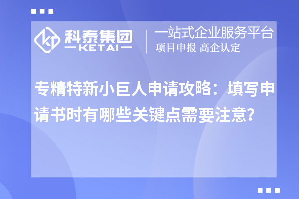 專精特新小巨人申請攻略：填寫申請書時有哪些關鍵點需要注意？