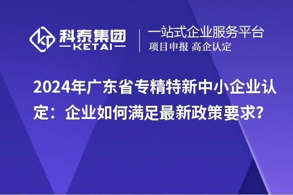 2024年廣東省專精特新中小企業(yè)認(rèn)定：企業(yè)如何滿足最新政策要求？
