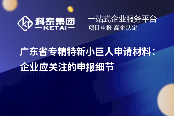 廣東省專精特新小巨人申請材料:企業(yè)應(yīng)關(guān)注的申報細(xì)節(jié)