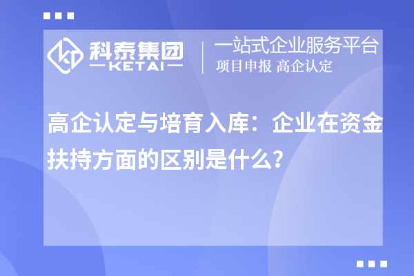 高企認定與培育入庫：企業(yè)在資金扶持方面的區(qū)別是什么？