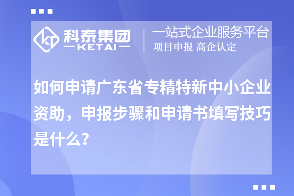 如何申請(qǐng)廣東省專精特新中小企業(yè)資助，申報(bào)步驟和申請(qǐng)書填寫技巧是什么？