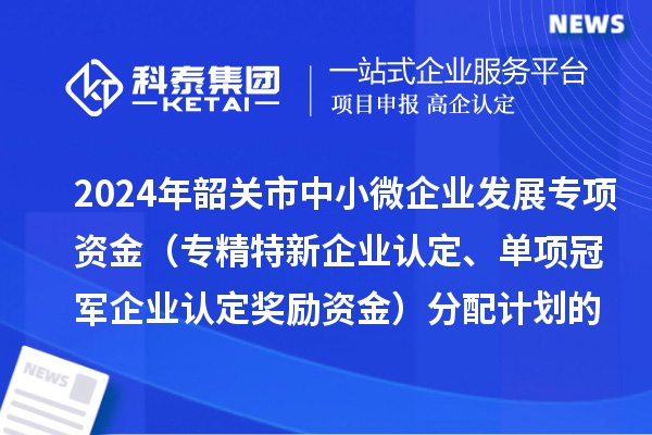 2024年韶關(guān)市中小微企業(yè)發(fā)展專項資金（專精特新企業(yè)認定、單項冠軍企業(yè)認定獎勵資金）分配計劃的公示