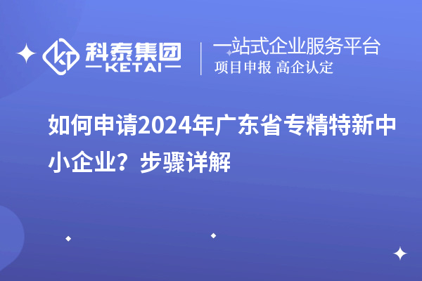 如何申請2024年廣東省專精特新中小企業(yè)？步驟詳解
