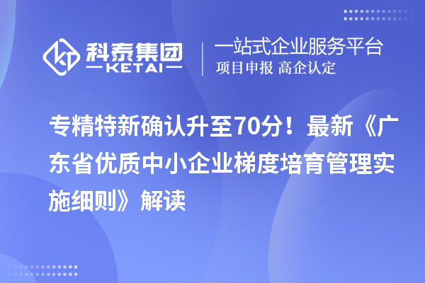 專精特新確認(rèn)升至70分！最新《廣東省優(yōu)質(zhì)中小企業(yè)梯度培育管理實施細(xì)則》解讀