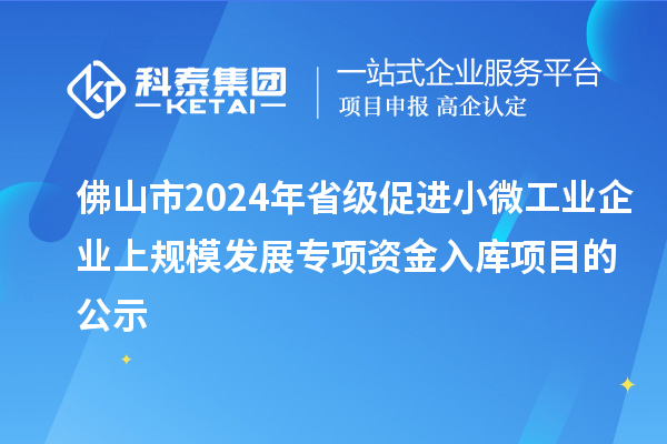佛山市2024年省級促進(jìn)小微工業(yè)企業(yè)上規(guī)模發(fā)展專項(xiàng)資金入庫項(xiàng)目的公示