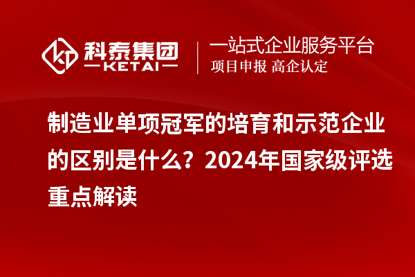 制造業(yè)單項冠軍的培育和示范企業(yè)的區(qū)別是什么？2024年國家級評選重點解讀