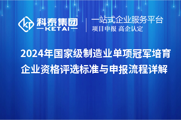 2024年國家級制造業(yè)單項冠軍培育企業(yè)資格評選標準與申報流程詳解