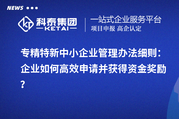 專精特新中小企業(yè)管理辦法細則：企業(yè)如何高效申請并獲得資金獎勵？