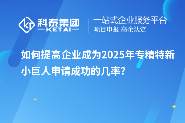 如何提高企業(yè)成為2025年專精特新小巨人申請(qǐng)成功的幾率？