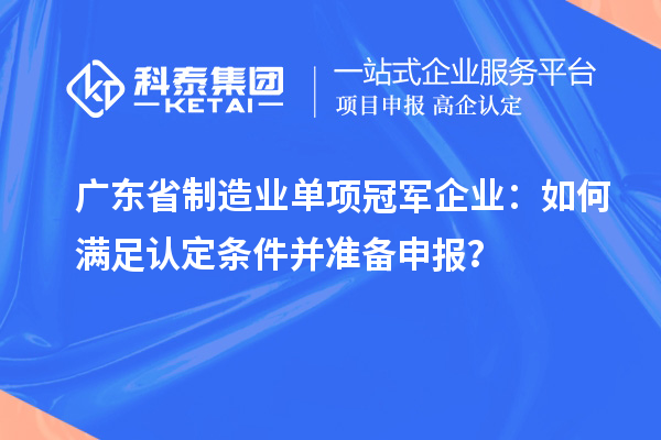 廣東省制造業(yè)單項冠軍企業(yè)：如何滿足認定條件并準備申報？