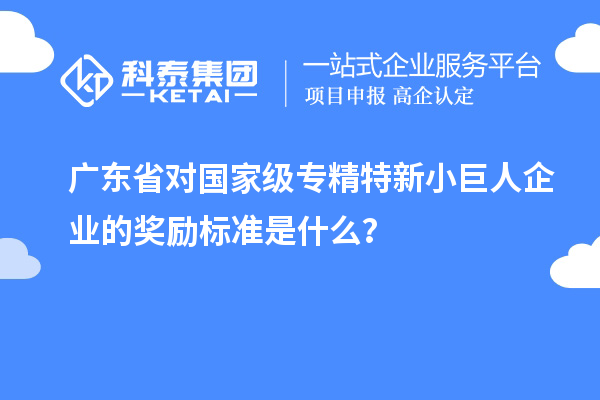 廣東省對國家級專精特新小巨人企業(yè)的獎勵標準是什么？