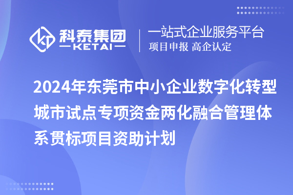 2024年東莞市中小企業(yè)數(shù)字化轉(zhuǎn)型城市試點(diǎn)專項(xiàng)資金兩化融合管理體系貫標(biāo)項(xiàng)目資助計(jì)劃