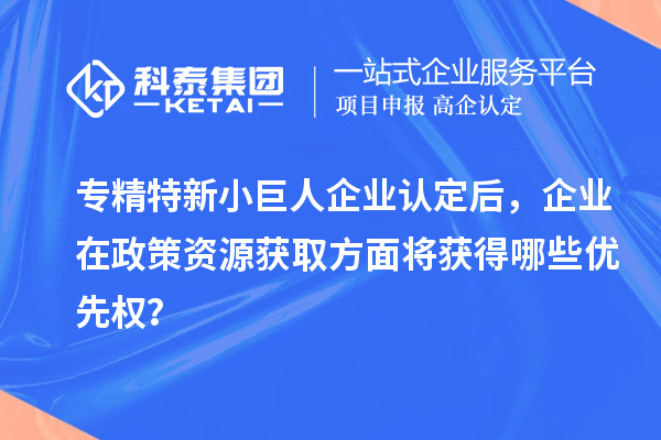 專精特新小巨人企業(yè)認定后，企業(yè)在政策資源獲取方面將獲得哪些優(yōu)先權(quán)？