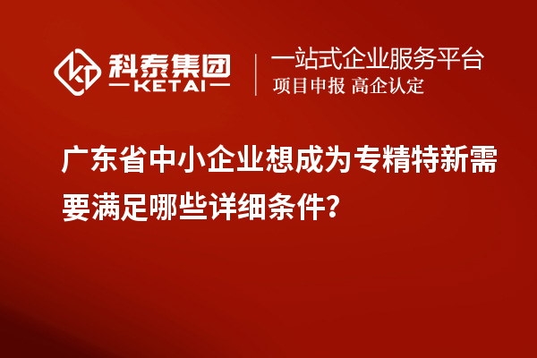 廣東省中小企業(yè)想成為專精特新需要滿足哪些詳細(xì)條件？