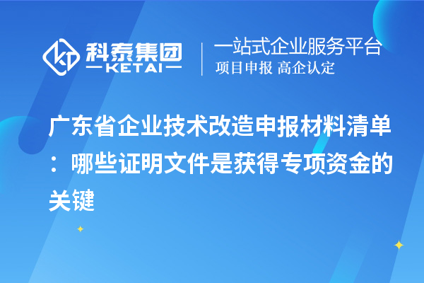 廣東省企業(yè)技術(shù)改造申報(bào)材料清單:哪些證明文件是獲得專項(xiàng)資金的關(guān)鍵