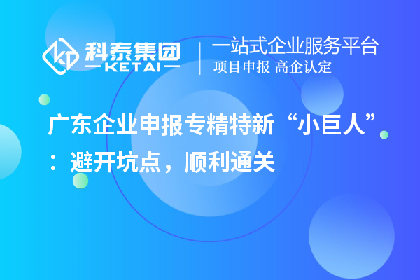 廣東企業(yè)申報專精特新 “小巨人”：避開坑點，順利通關
