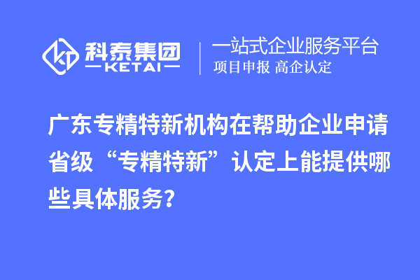 廣東專精特新機構(gòu)在幫助企業(yè)申請省級 “專精特新” 認定上能提供哪些具體服務(wù)？