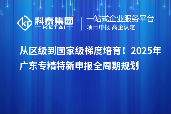 從區(qū)級到國家級梯度培育!2025年廣東專精特新申報全周期規(guī)劃