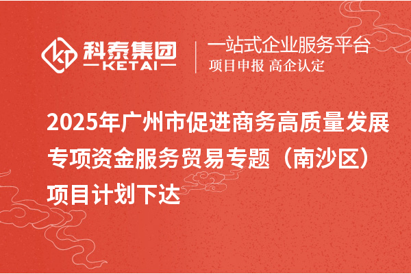 2025年廣州市促進商務高質(zhì)量發(fā)展專項資金服務貿(mào)易專題(南沙區(qū))項目計劃下達